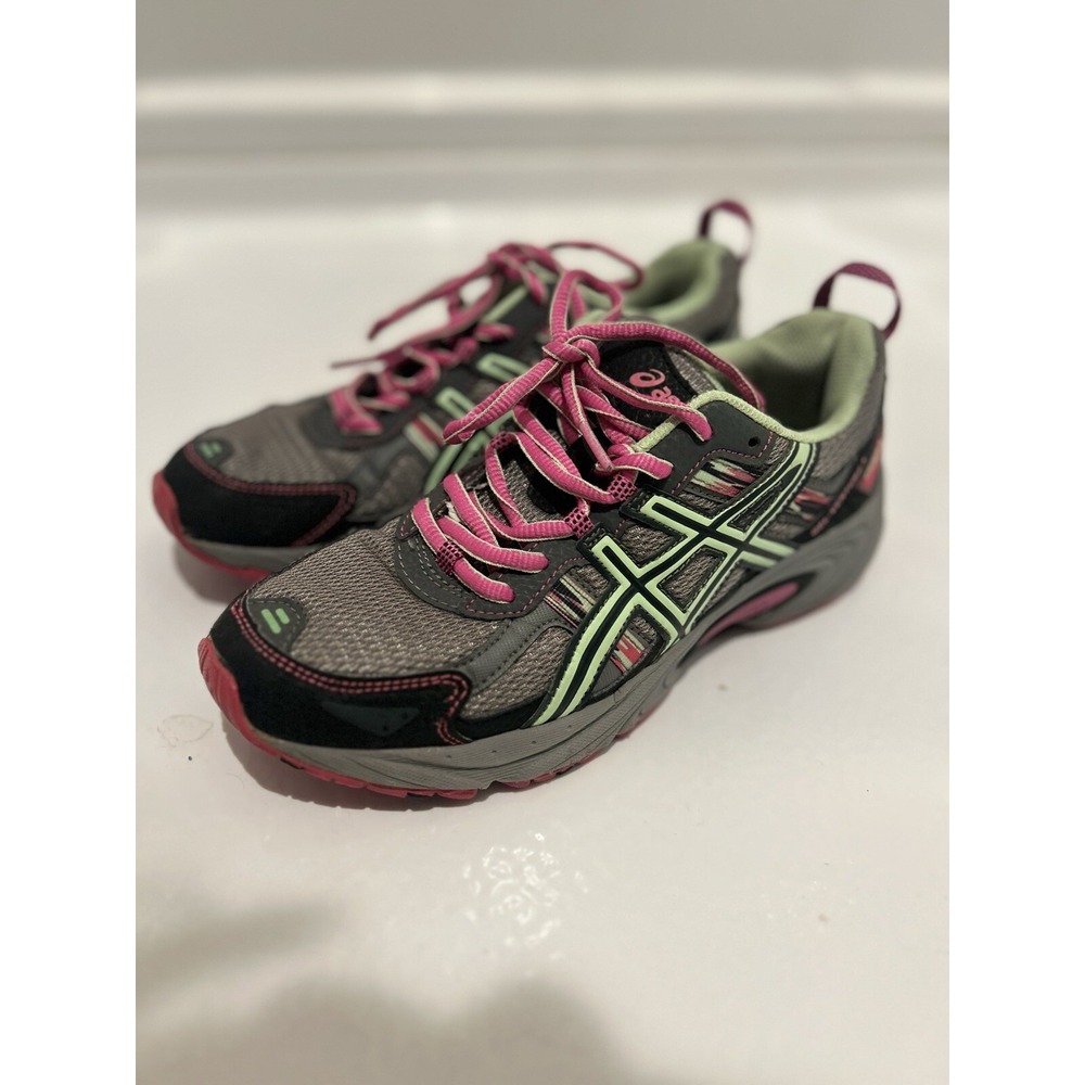 ASICS Gel-venture 5 Women's Size 8 Trail Running titanium Pink glow Pistachio